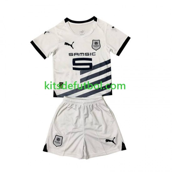 Equipación completa Niño Stade Rennais Camiseta Blanco de visitante 2023-2024 Manga Corta