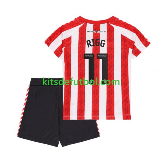 Equipación completa Niño Sunderland Chris Rigg 11 Camiseta de local 2024-2025 Manga Corta