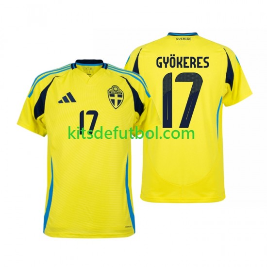 Suecia Viktor Gyokeres 17 2024 Hombre Camiseta de local Manga Corta Suecia Viktor Gyokeres 17 2024 Hombre Camiseta de local Manga Corta