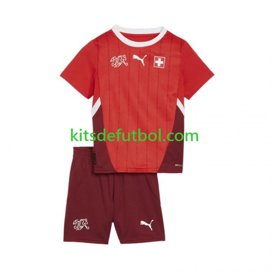 Equipación completa Niño Suiza Euro 2024 Camiseta Rojo de local Manga Corta