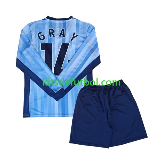 Equipación completa Niño Tottenham Spurs Gray 14 Camiseta de visitante 2024-2025 Manga Larga