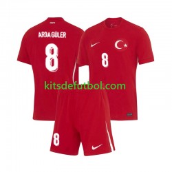 Equipación completa Niño Turquía Arda Guler 8 Euro 2024 Camiseta de visitante Manga Corta