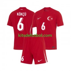 Equipación completa Niño Turquía Orkun Kokcu 6 Euro 2024 Camiseta de visitante Manga Corta