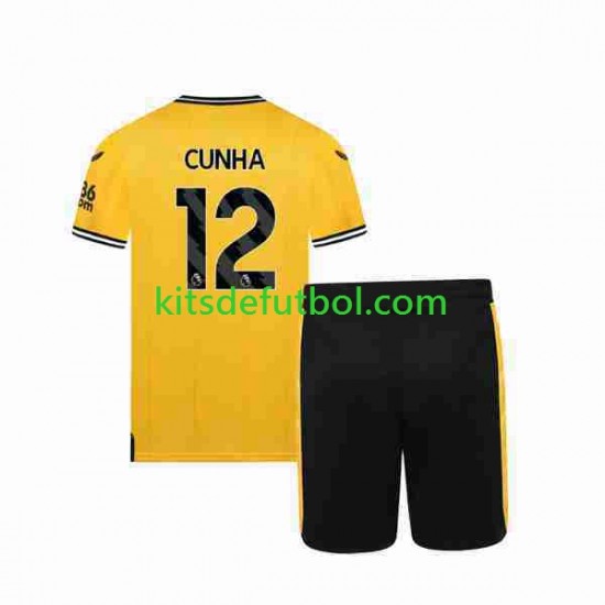 Equipación completa Niño Wolverhampton Wanderers CUNHA 12 Camiseta de local 2023-2024 Manga Corta