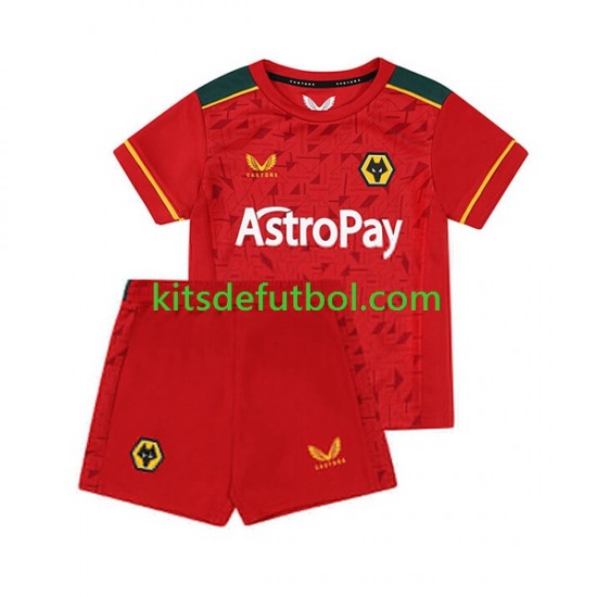 Equipación completa Niño Wolverhampton Wanderers Camiseta de visitante 2023-2024 Manga Corta