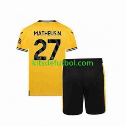 Equipación completa Niño Wolverhampton Wanderers Matheus Nunes 27 Camiseta de local 2023-2024 Manga Corta
