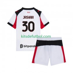 Equipación completa Niño AC Milan Ardon Jashari 30 Camiseta de visitante 2025-2026 Manga Corta