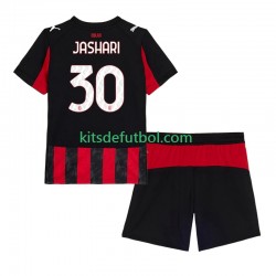 Equipación completa Niño AC Milan Ardon Jashari 30 Camiseta de local 2025-2026 Manga Corta