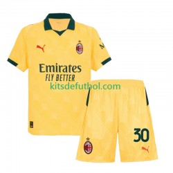 Equipación completa Niño AC Milan Ardon Jashari 30 Camiseta alternativa 2025-2026 Manga Corta