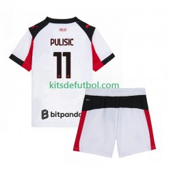 Equipación completa Niño AC Milan Christian Pulisic 11 Camiseta de visitante 2025-2026 Manga Corta