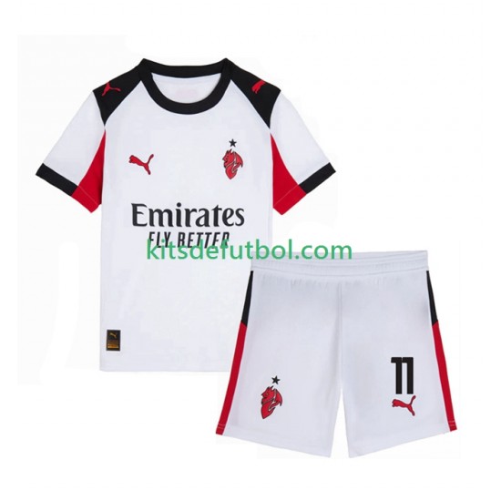 Equipación completa Niño AC Milan Christian Pulisic 11 Camiseta de visitante 2025-2026 Manga Corta