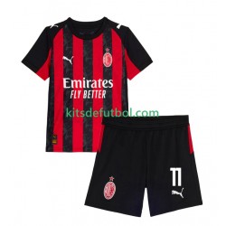 Equipación completa Niño AC Milan Christian Pulisic 11 Camiseta de local 2025-2026 Manga Corta