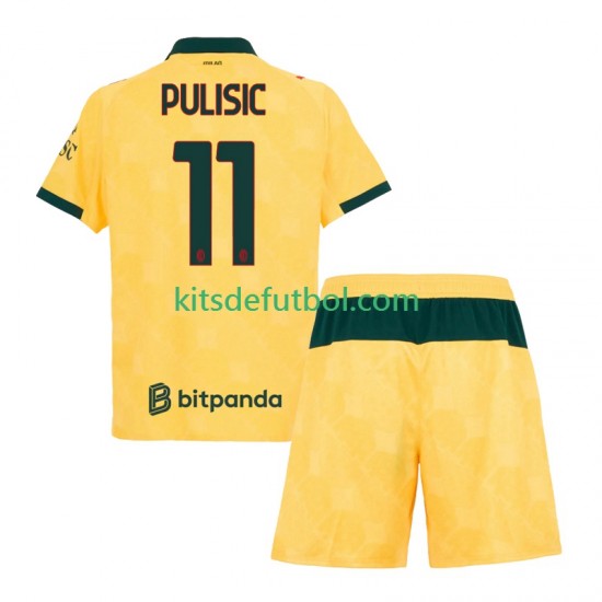 Equipación completa Niño AC Milan Christian Pulisic 11 Camiseta alternativa 2025-2026 Manga Corta