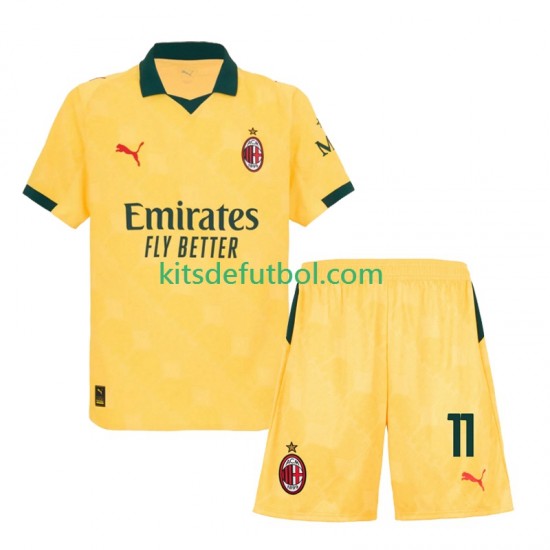 Equipación completa Niño AC Milan Christian Pulisic 11 Camiseta alternativa 2025-2026 Manga Corta