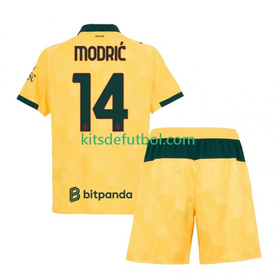 Equipación completa Niño AC Milan Luca Modric 14 Camiseta alternativa 2025-2026 Manga Corta