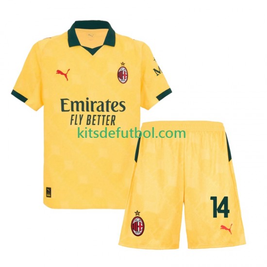 Equipación completa Niño AC Milan Luca Modric 14 Camiseta alternativa 2025-2026 Manga Corta