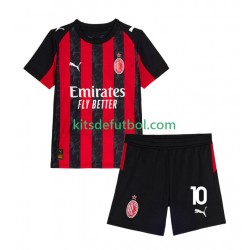 Equipación completa Niño AC Milan Rafael Leao 10 Camiseta de local 2025-2026 Manga Corta
