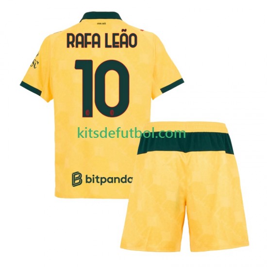 Equipación completa Niño AC Milan Rafael Leao 10 Camiseta alternativa 2025-2026 Manga Corta