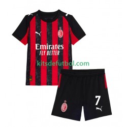 Equipación completa Niño AC Milan Santiago Gimenez 7 Camiseta de local 2025-2026 Manga Corta