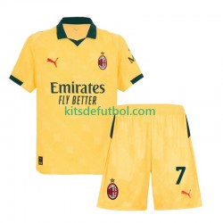 Equipación completa Niño AC Milan Santiago Gimenez 7 Camiseta alternativa 2025-2026 Manga Corta