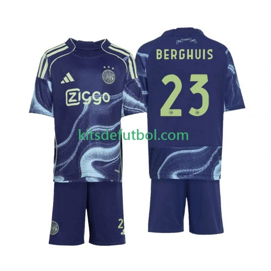 Equipación completa Niño AFC Ajax Steven Berghuis 23 Camiseta de visitante 2025-2026 Manga Corta