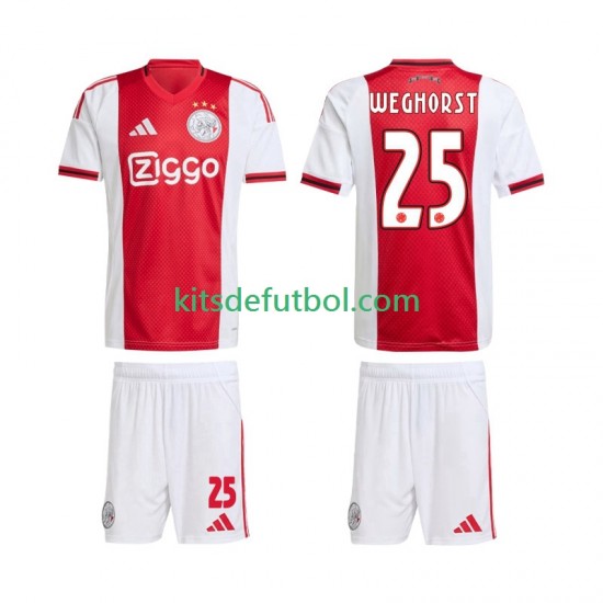 Equipación completa Niño AFC Ajax Wout Weghorst 25 Camiseta de local 2025-2026 Manga Corta