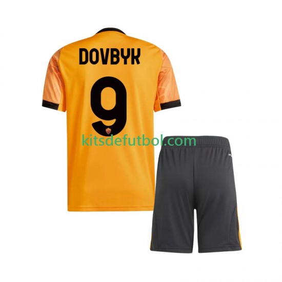 Equipación completa Niño AS Roma Artem Dovbyk 9 Camiseta de visitante 2025-2026 Manga Corta