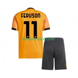 Equipación completa Niño AS Roma Evan Ferguson 11 Camiseta de visitante 2025-2026 Manga Corta