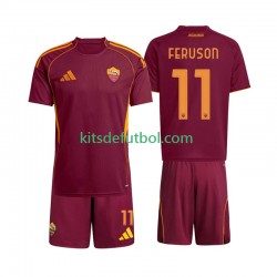 Equipación completa Niño AS Roma Evan Ferguson 11 Camiseta de local 2025-2026 Manga Corta