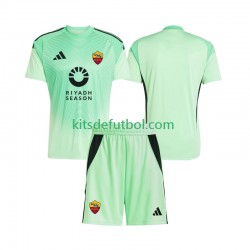 Equipación completa Niño AS Roma Portero Camiseta de visitante Cuarta 2025-2026 Manga Corta