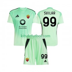 Equipación completa Niño AS Roma Portero Mile Svilar 99 Camiseta de visitante Cuarta 2025-2026 Manga Corta