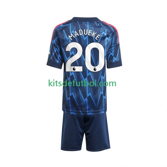 Equipación completa Niño Arsenal Noni Madueke 20 Camiseta de visitante 2025-2026 Manga Corta