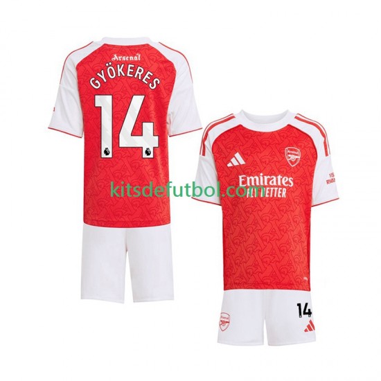Equipación completa Niño Arsenal Viktor Gyokeres 14 Camiseta de local 2025-2026 Manga Corta