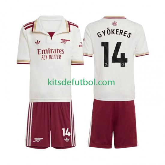 Equipación completa Niño Arsenal Viktor Gyokeres 14 Camiseta alternativa 2025-2026 Manga Corta