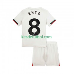Equipación completa Niño Chelsea Enzo Fernandez 8 Camiseta de visitante 2025-2026 Manga Corta