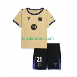 Equipación completa Niño FC Barcelona Frenkie de Jong 21 UCL Camiseta de visitante 2025-2026 Manga Corta