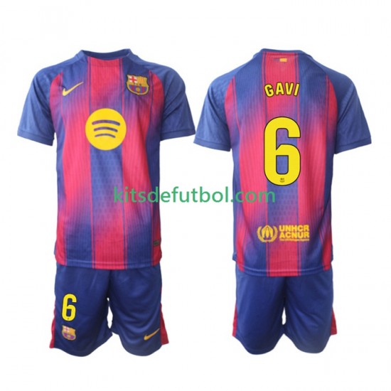 Equipación completa Niño FC Barcelona Gavi 6 Camiseta de local 2025-2026 Manga Corta