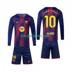 Equipación completa Niño FC Barcelona Lamine Yamal 10 Camiseta de local 2025-2026 Manga Larga