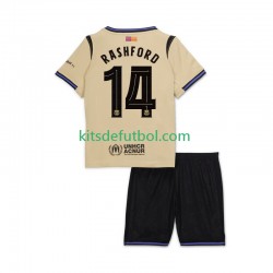 Equipación completa Niño FC Barcelona Marcus Rashford 14 UCL Camiseta de visitante 2025-2026 Manga Corta