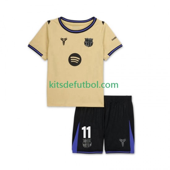 Equipación completa Niño FC Barcelona Raphinha 11 UCL Camiseta de visitante 2025-2026 Manga Corta