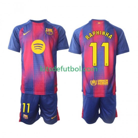 Equipación completa Niño FC Barcelona Raphinha 11 Camiseta de local 2025-2026 Manga Corta Equipación completa Niño FC Barcelona Raphinha 11 Camiseta de local 2025-2026 Manga Corta