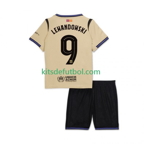 Equipación completa Niño FC Barcelona Robert Lewandowski 9 UCL Camiseta de visitante 2025-2026 Manga Corta