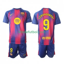 Equipación completa Niño FC Barcelona Robert Lewandowski 9 Camiseta de local 2025-2026 Manga Corta