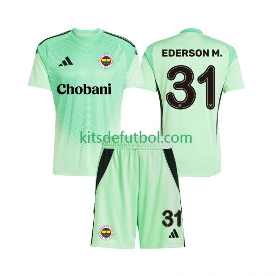 Equipación completa Niño Portero Fenerbahce Ederson Moraes 31 Camiseta de visitante 2025-2026 Manga Corta