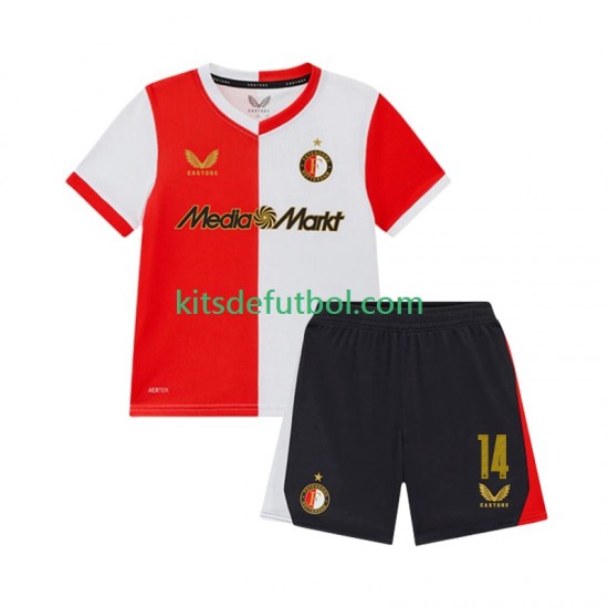Equipación completa Niño Feyenoord Rotterdam Sem Steijn 14 Camiseta de local 2025-2026 Manga Corta