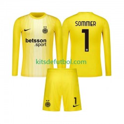 Equipación completa Niño Inter Milan Portero Yann Sommer 1 Camiseta de visitante 2025-2026 Manga Larga
