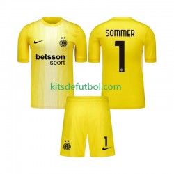Equipación completa Niño Inter Milan Portero Yann Sommer 1 Camiseta de visitante 2025-2026 Manga Corta