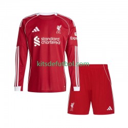 Equipación completa Niño Liverpool Camiseta de local 2025-2026 Manga Larga