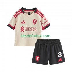 Equipación completa Niño Liverpool Dominik Szoboszlai 8 Camiseta de visitante 2025-2026 Manga Corta