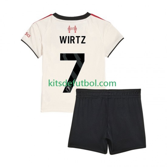 Equipación completa Niño Liverpool Florian Wirtz 7 Camiseta de visitante 2025-2026 Manga Corta